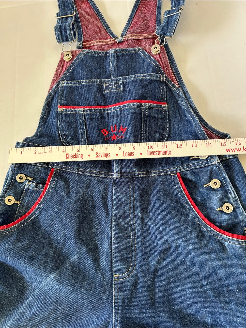 B.U.M. EQUIPMENT RARE VINTAGE SHORT CARPENTER STYLE OVERALLS SIZE S - Picture 9 of 12